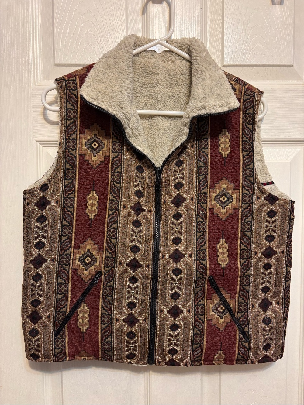 Vintage 220 Hickory Blair Reversible Sherpa Vest Aztec Kokopelli